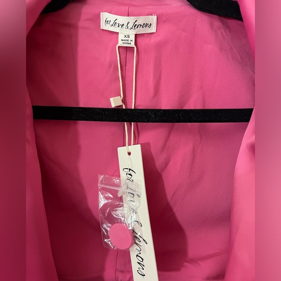 FOR LOVE & LEMONS WOMENS XS XXS BLAZER DRESS PINK BARBIE CROP CUT OUT SKIRT NEW - Picture 4 of 5